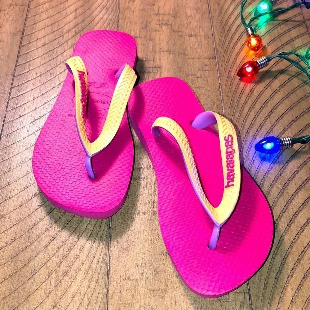 🏖️ HOST PICK 2/13 Pink 🌸 & Orange 🍊 Havianas. Pool 🏊🏻‍♀️ beach 🏝️ EUC. C13